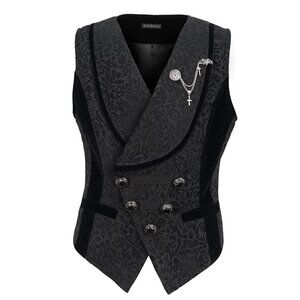 Gothic dark pattern black vest